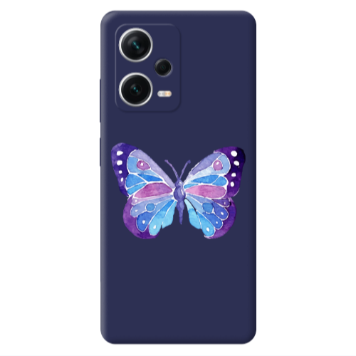 Xiaomi Poco X5 Big Butterfly Dark blue Colored Silicone TPU Θήκη