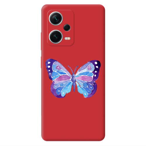 Xiaomi Poco X5 Big Butterfly Red Colored Silicone TPU Θήκη