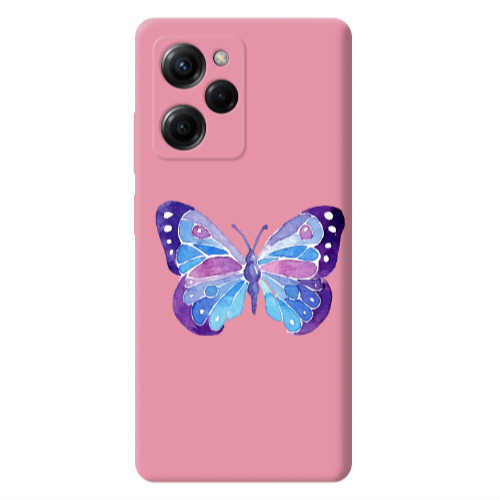 Xiaomi Poco X5 Pro Big Butterfly Pink Colored Silicone TPU Θήκη