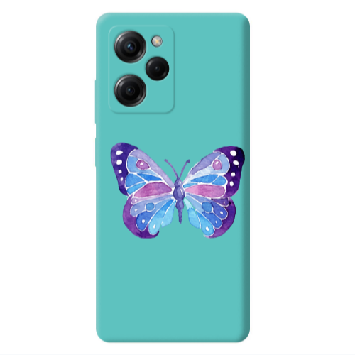 Xiaomi Poco X5 Pro Big Butterfly Turquoise Colored Silicone TPU Θήκη
