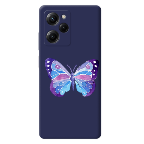Xiaomi Poco X5 Pro Big Butterfly Dark blue Colored Silicone TPU Θήκη