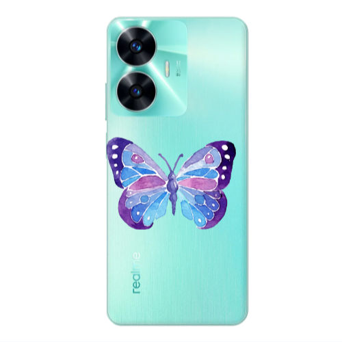 Realme C55 Big Butterfly Transparent Silicone TPU Θήκη