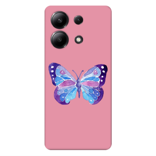 Xiaomi Redmi Note 13 4G Big Butterfly Pink Colored Silicone TPU Θήκη