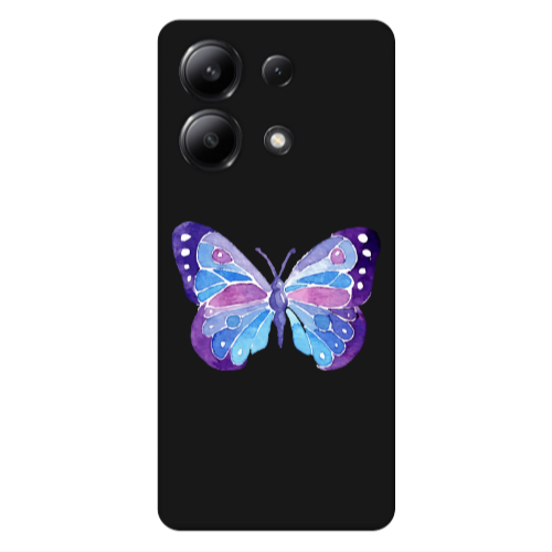 Xiaomi Redmi Note 13 4G Big Butterfly Black Colored Silicone TPU Θήκη