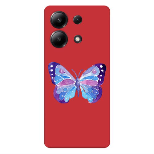 Xiaomi Redmi Note 13 4G Big Butterfly Red Colored Silicone TPU Θήκη