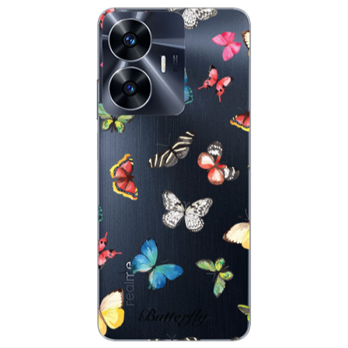 Realme Note 50 Mixed Butterflys Transparent Silicone TPU Θήκη