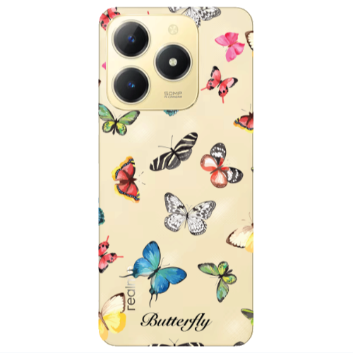 Realme C61 Mixed Butterflys Transparent Silicone TPU Θήκη