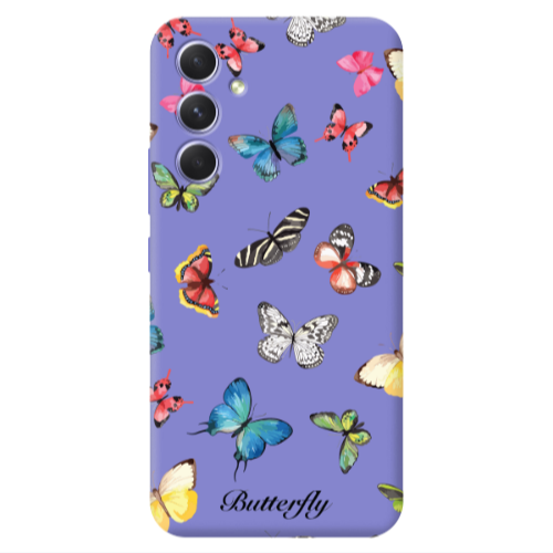 Samsung A56 Mixed Butterflys Purple Colored Silicone TPU Θήκη