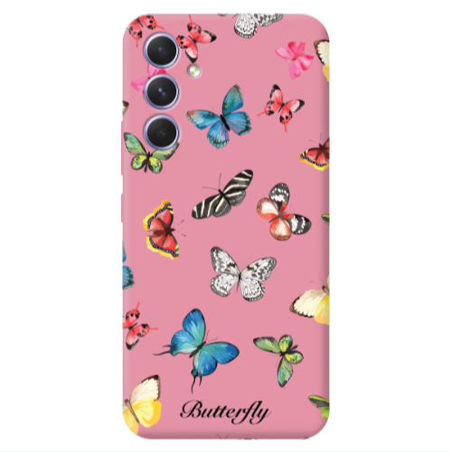 Samsung A56 Mixed Butterflys Pink Colored Silicone TPU Θήκη