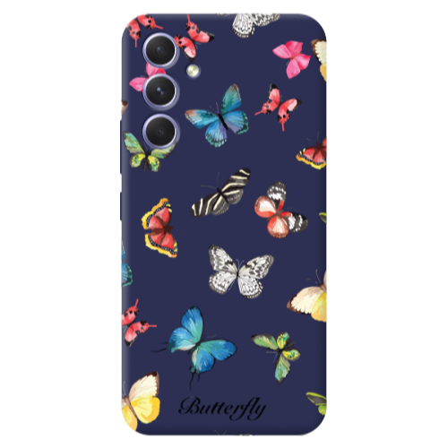 Samsung A56 Mixed Butterflys Dark blue Colored Silicone TPU Θήκη