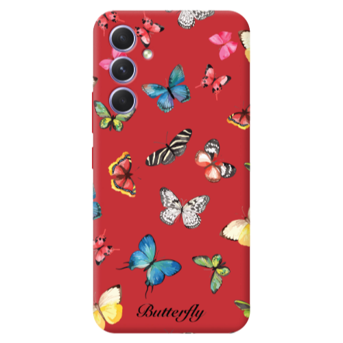 Samsung A56 Mixed Butterflys Red Colored Silicone TPU Θήκη