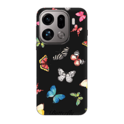 Oppo Find X9 Pro Mixed Butterflys Black Colored Silicone TPU Θήκη