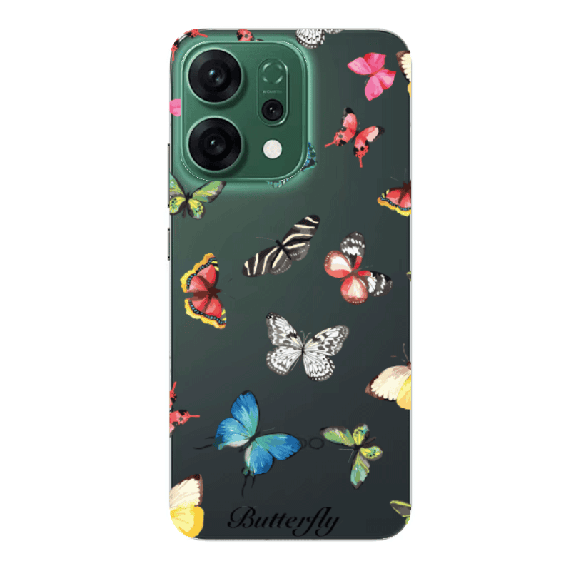 Oppo RENO 14 Mixed Butterflys Transparent Silicone TPU Θήκη