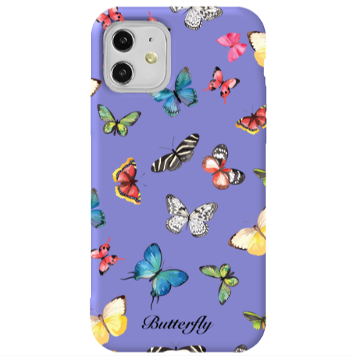 Apple iPhone 11  Mixed Butterflys Purple Colored Silicone TPU Θήκη