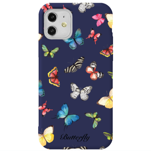 Apple iPhone 11  Mixed Butterflys Dark blue Colored Silicone TPU Θήκη
