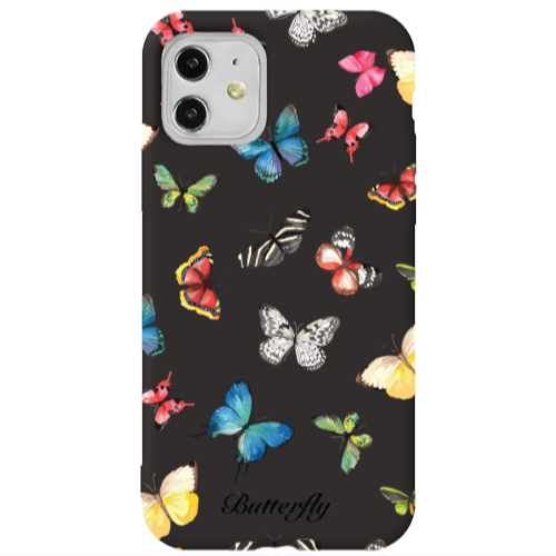 Apple iPhone 11  Mixed Butterflys Black Colored Silicone TPU Θήκη