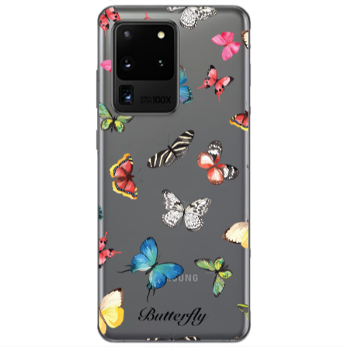 Samsung S20 Ultra Mixed Butterflys Transparent Silicone TPU Θήκη