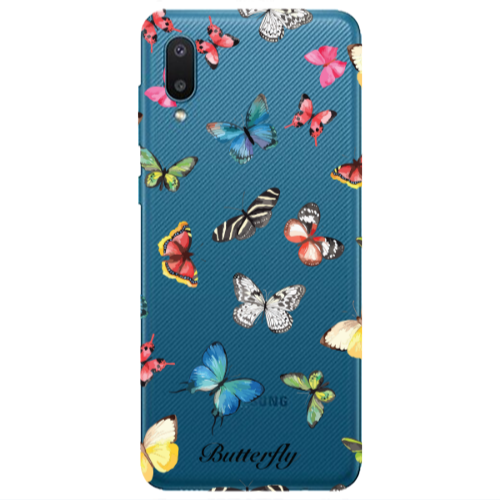 Samsung A02 Mixed Butterflys Transparent Silicone TPU Θήκη