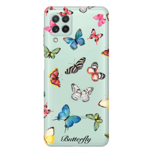 Samsung A22 4G Mixed Butterflys Transparent Silicone TPU Θήκη