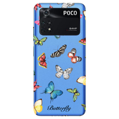 Xiaomi Poco M4 Pro 4G Mixed Butterflys Transparent Silicone TPU Θήκη