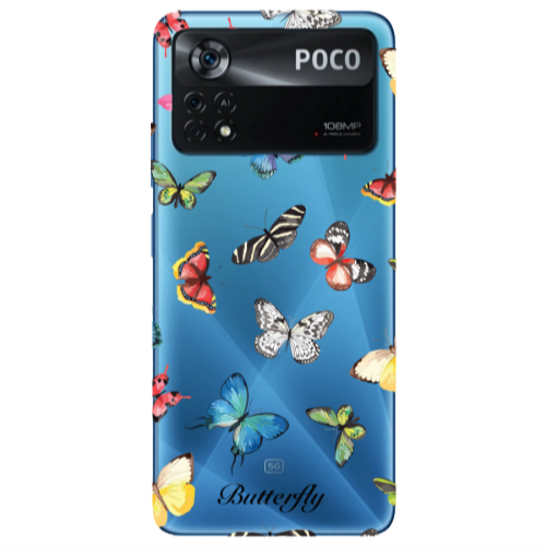 Xiaomi Poco X4 Pro Mixed Butterflys Transparent Silicone TPU Θήκη