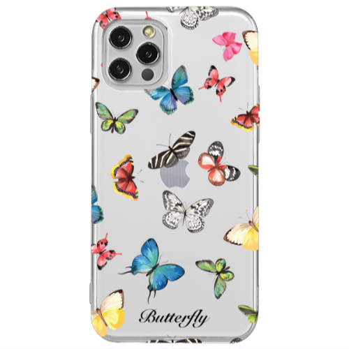 Apple iPhone 12 Pro Mixed Butterflys Transparent Silicone TPU Θήκη