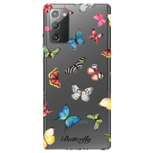 Samsung Note 20 Mixed Butterflys Transparent Silicone TPU Θήκη