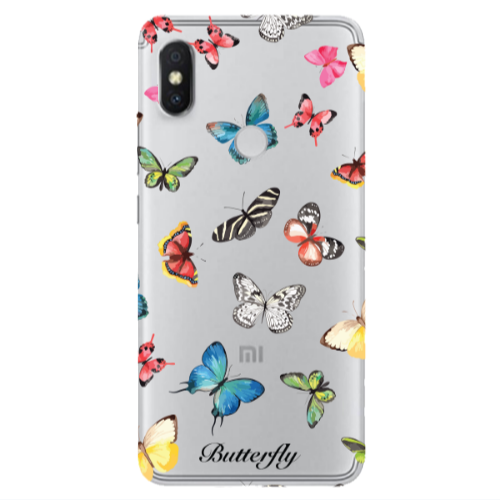 Xiaomi Redmi S2 Mixed Butterflys Transparent Silicone TPU Θήκη