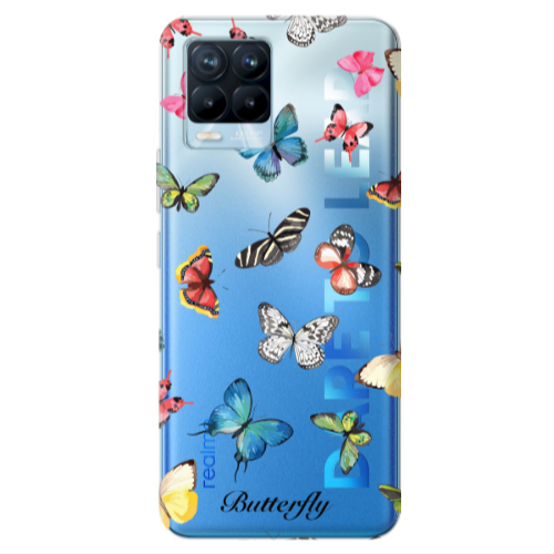 Realme 8 Pro Mixed Butterflys Transparent Silicone TPU Θήκη