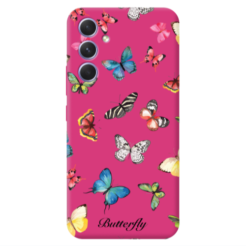 Samsung A54 Mixed Butterflys Fuchsia Colored Silicone TPU Θήκη