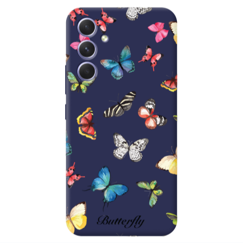 Samsung A54 Mixed Butterflys Dark blue Colored Silicone TPU Θήκη
