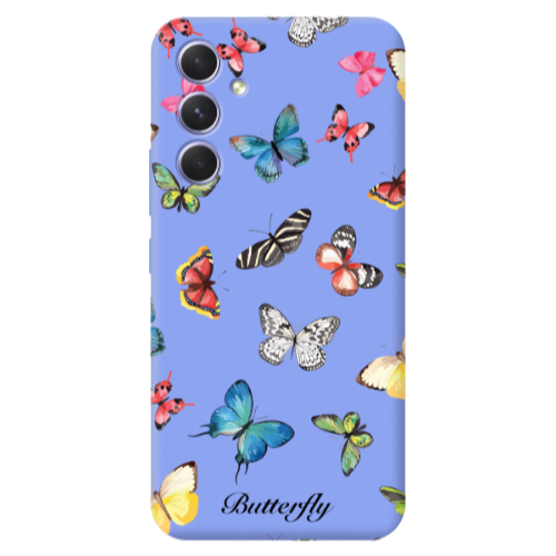 Samsung A54 Mixed Butterflys Light Purple Colored Silicone TPU Θήκη