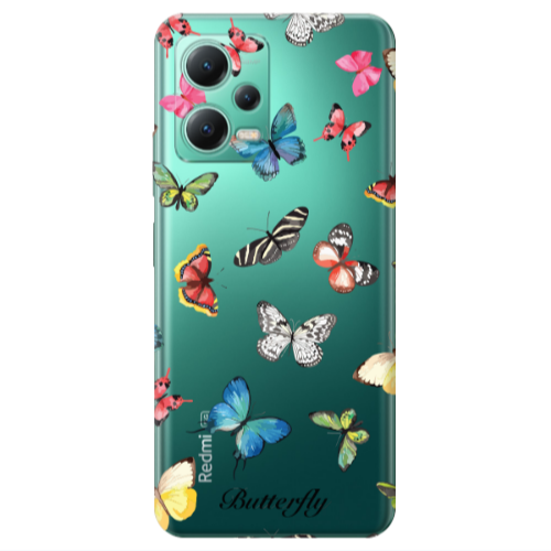 Xiaomi Redmi Note 12 Pro 5G Mixed Butterflys Transparent Silicone TPU Θήκη