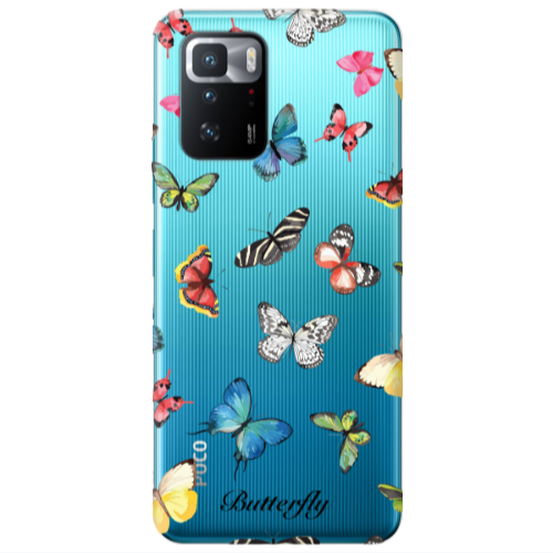 Xiaomi Poco X3 GT Mixed Butterflys Transparent Silicone TPU Θήκη