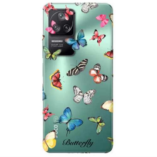 Xiaomi Poco F4 Mixed Butterflys Transparent Silicone TPU Θήκη
