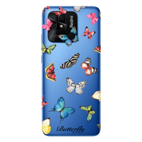 Xiaomi Poco C40 Mixed Butterflys Transparent Silicone TPU Θήκη