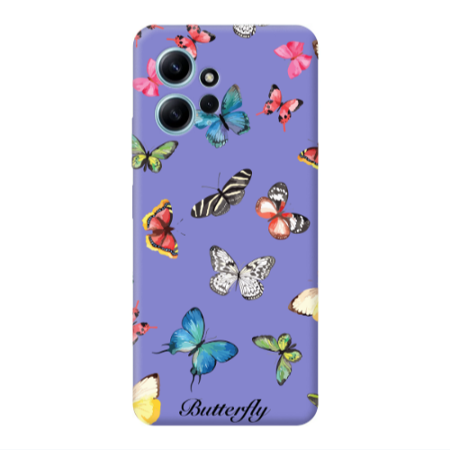 Xiaomi Redmi Note 12 4G Mixed Butterflys Purple Colored Silicone TPU Θήκη
