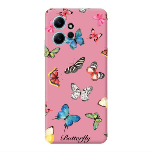 Xiaomi Redmi Note 12 4G Mixed Butterflys Pink Colored Silicone TPU Θήκη