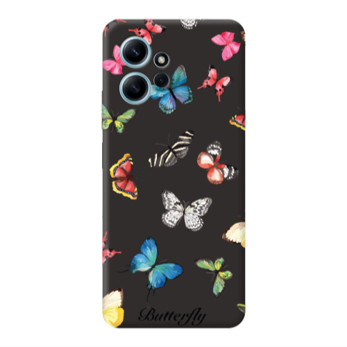 Xiaomi Redmi Note 12 4G Mixed Butterflys Black Colored Silicone TPU Θήκη
