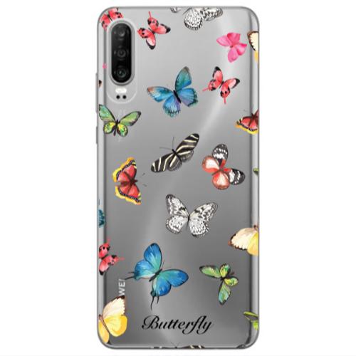 Huawei P30 Mixed Butterflys Transparent Silicone TPU Θήκη