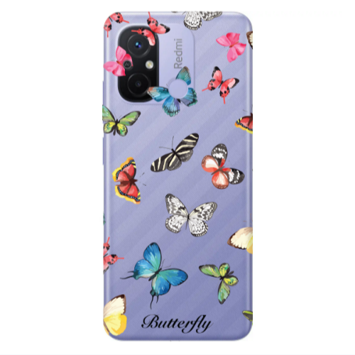 Xiaomi Redmi 12C Mixed Butterflys Transparent Silicone TPU Θήκη