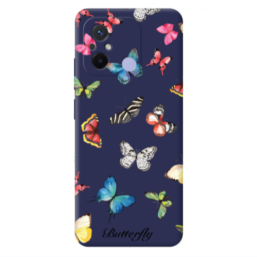 Xiaomi Redmi 12C Mixed Butterflys Dark blue Colored Silicone TPU Θήκη