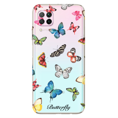 Huawei P40 Lite Mixed Butterflys Transparent Silicone TPU Θήκη
