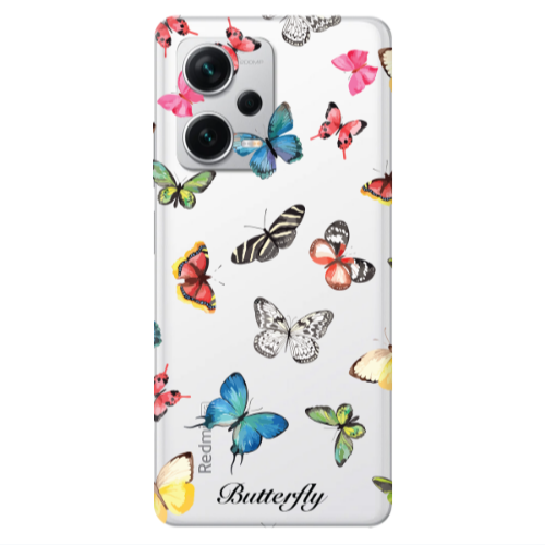 Xiaomi Redmi Note 12 5G Mixed Butterflys Transparent Silicone TPU Θήκη