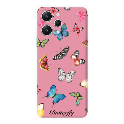 Xiaomi Redmi 12 Mixed Butterflys Pink Colored Silicone TPU Θήκη