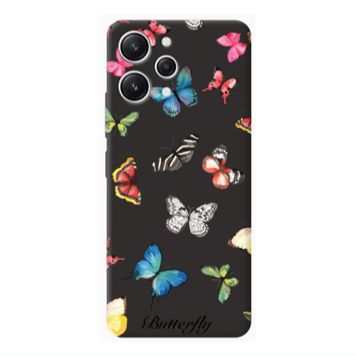 Xiaomi Redmi 12 Mixed Butterflys Black Colored Silicone TPU Θήκη