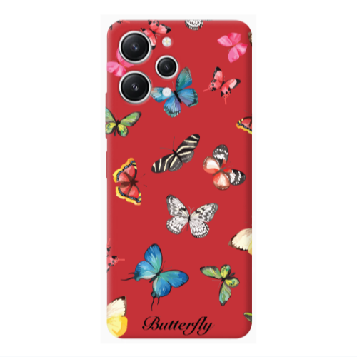 Xiaomi Redmi 12 Mixed Butterflys Red Colored Silicone TPU Θήκη