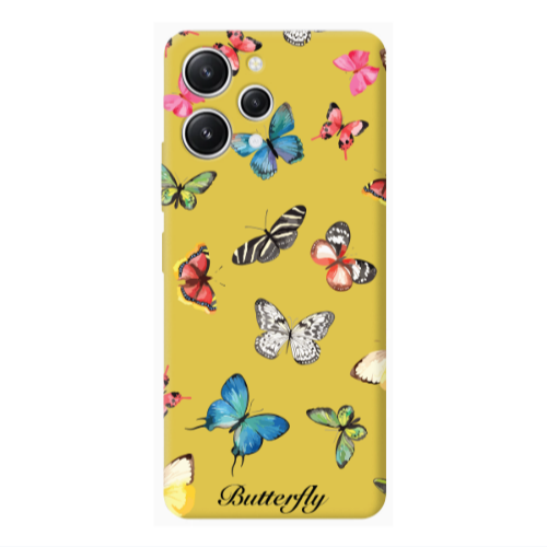 Xiaomi Redmi 12 Mixed Butterflys Yellow Colored Silicone TPU Θήκη