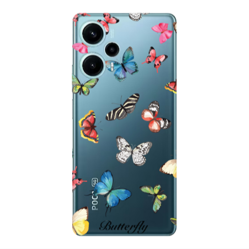 Xiaomi Poco F5 Mixed Butterflys Transparent Silicone TPU Θήκη