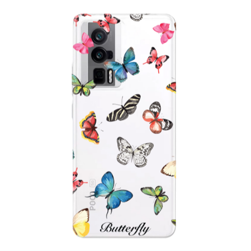 Xiaomi Poco F5 Pro Mixed Butterflys Transparent Silicone TPU Θήκη
